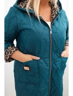 Dámska zimná prešívaná bunda s leopardou podšívkou a kapucňou Marine