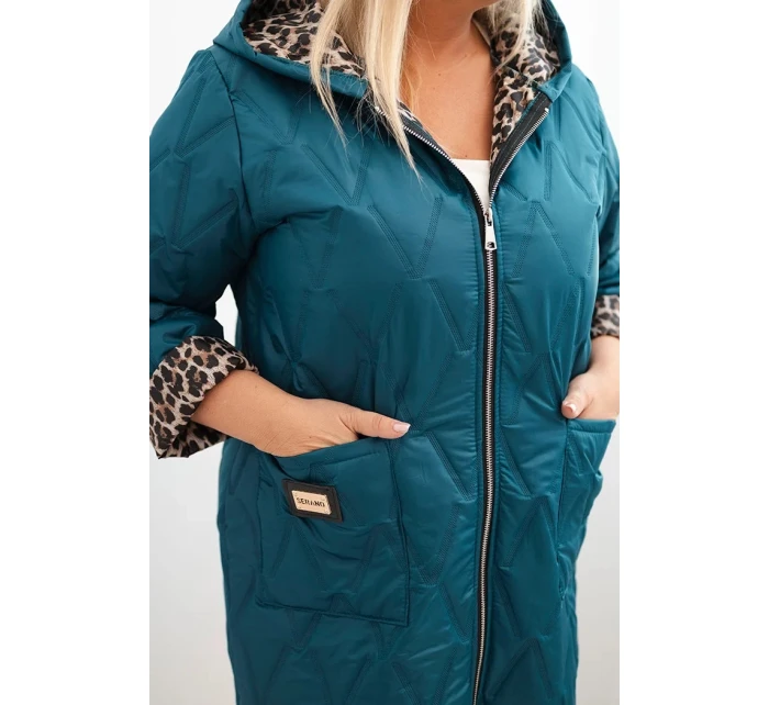 Dámska zimná prešívaná bunda s leopardou podšívkou a kapucňou Marine