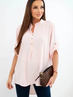 Blúzka s dlhšou zadnou časťou svetlo púdrovo ružová