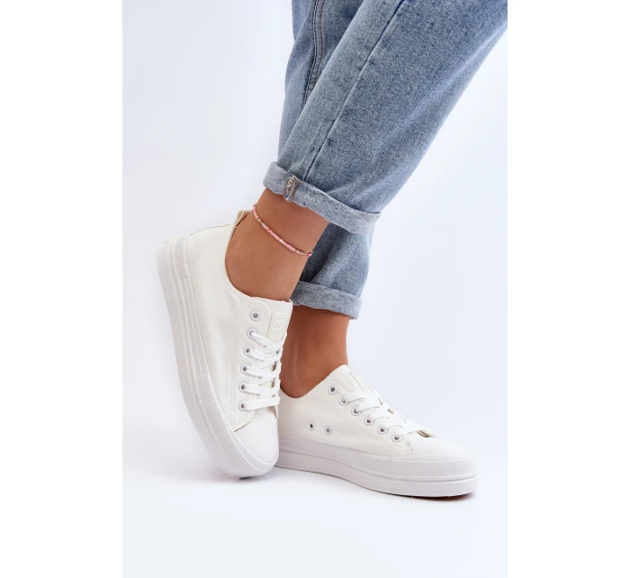 Trampki Damskie Materiałowe Białe Staneva