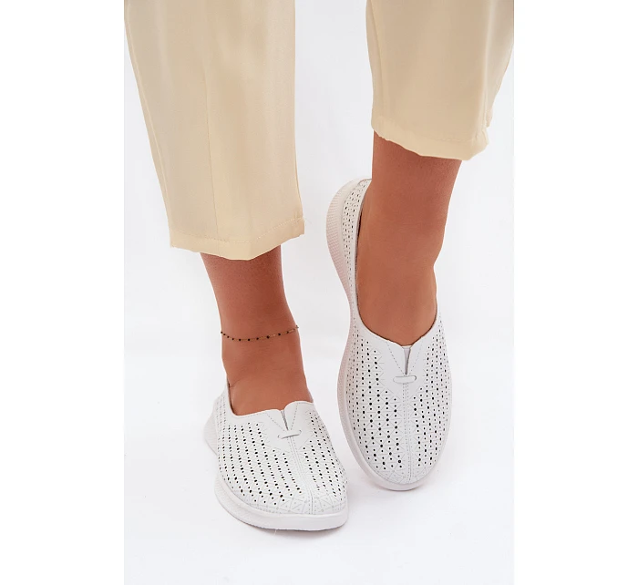 Kožené Dámské Polobotky Bílé model 22094966 - EVENTO Kožené Dámské Polobotky Bílé model 22094966 - EVENTO