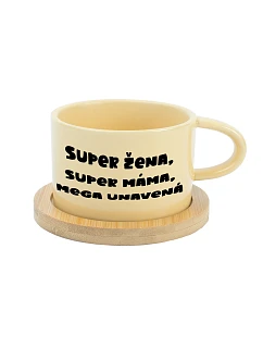 SUPER ŽENA, SUPER MAMA, MEGA UTRPENÁ - žltý pohár na makrónky 200 ml