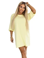 Bavlněné volné oversize šaty model 22260592 žluté - numoco