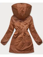 Dámska bunda v karamelovej farbe s kapucňou (B8105-12)