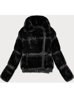Černá krátká kožešinová bunda s límcem model 21247787 - J.STYLE