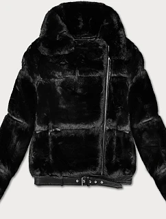 Černá krátká kožešinová bunda s límcem model 21247787 - J.STYLE