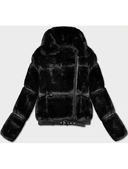 Černá krátká kožešinová bunda s límcem model 21247787 - J.STYLE