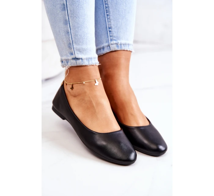 Skórzane Klasyczne Baleriny Czarne Stacee Skórzane Klasyczne Baleriny Czarne Stacee