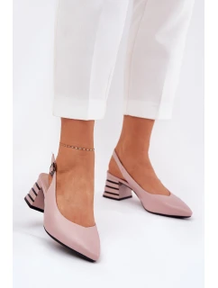 Dámské sandály na podpatku se   špinavě růžové model 21690149 - VINCEZA