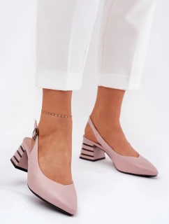 Sandały Damskie Na Obcasie Ze Szpiczastymi Noskami Vinceza 62217 Brudny Róż