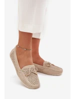 Dámské mokasíny s vzorem a šněrováním béžové model 21704522 - Boto
