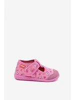 Dětské pantofle na suchý zip lesklé růžové model 22101100 - Milami