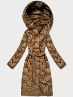 Prešívaný kabát s opaskom Libland camel (LD-7806)
