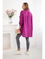 Plus veľkosť bavlnené mušelínové tričko tmavo fialové