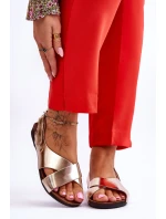 kožené sandály na suchý zip Zlaté model 21617359 - Zazoo