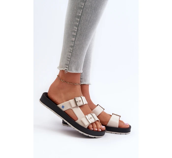 Klapki Damskie Na Płaskiej Podeszwie ZAXY LL285072 Jasnobeżowe