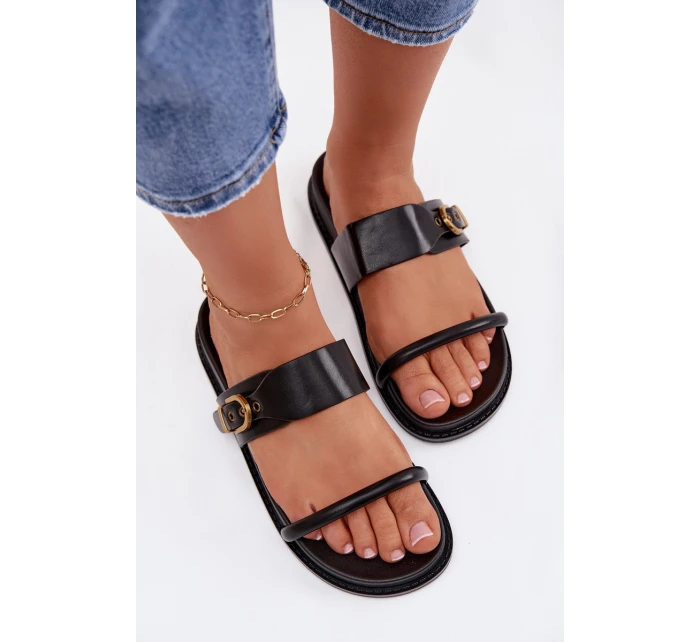 Dámské pantofle se zlatým sponou Černé Sarilisse