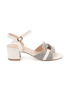 Luxusní  sandály bílé dámské na širokém podpatku