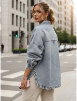 Dámska džínsová oversize košeľová bunda modrá FashionStreet TY5602