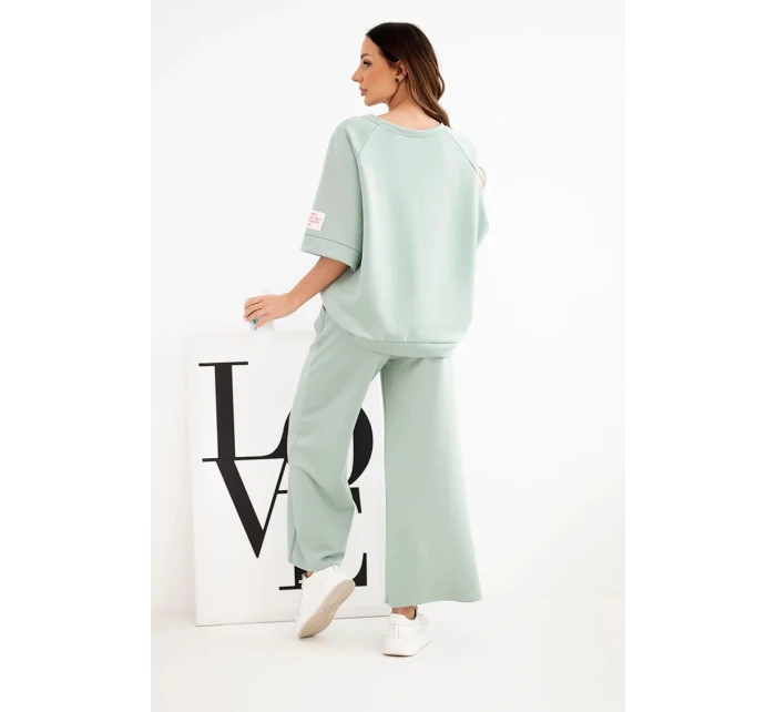 Dámska viskózna mikina a široké nohavice Butter dark mint