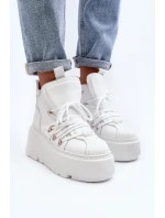 Zazoo 3416 Skórzane Damskie Buty Sportowe Białe