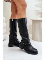 Zateplené dámské kozačky na zip z ekologické kůže černé model 21670685 - Boto