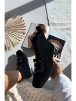 Dámské kozačky z přírodního semiše na klínu zateplené model 21715520 Černé - D&A