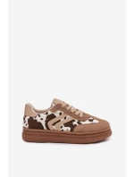 Dámské tenisky na platformě s flíčky tmavě béžové Denissa Dámské tenisky na platformě s flíčky tmavě béžové Denissa
