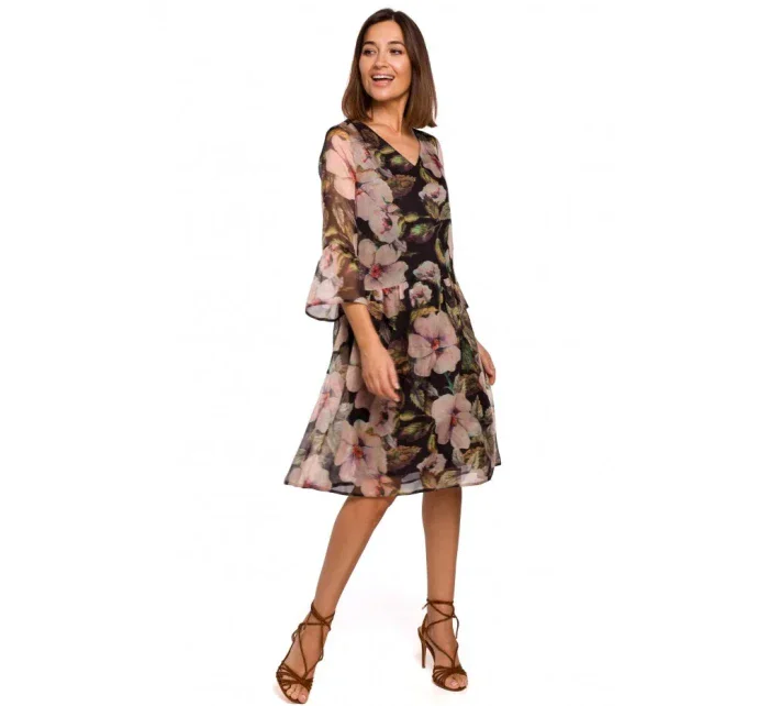 S214 Šifónové šaty so spadnutým pásom - model 3