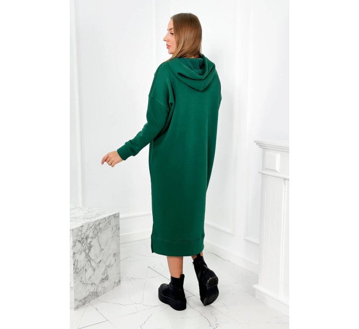 Dlhé zelené šaty s kapucňou