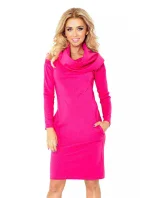 Dámske šaty s dlhým rukávom vreckami a rolákom