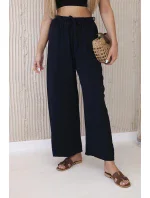 Nohavice so širokým pásom námornícka modrá