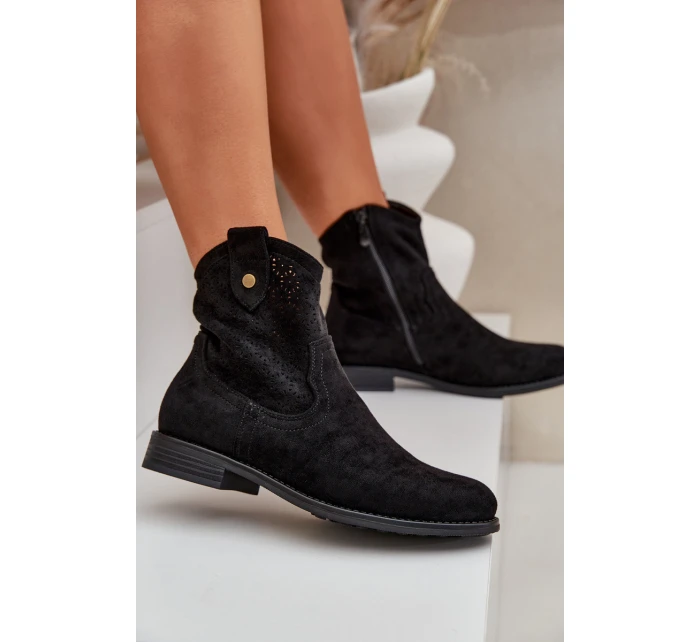 Boty Na Plochém Podpatku  Černé model 21685082 - S.Barski