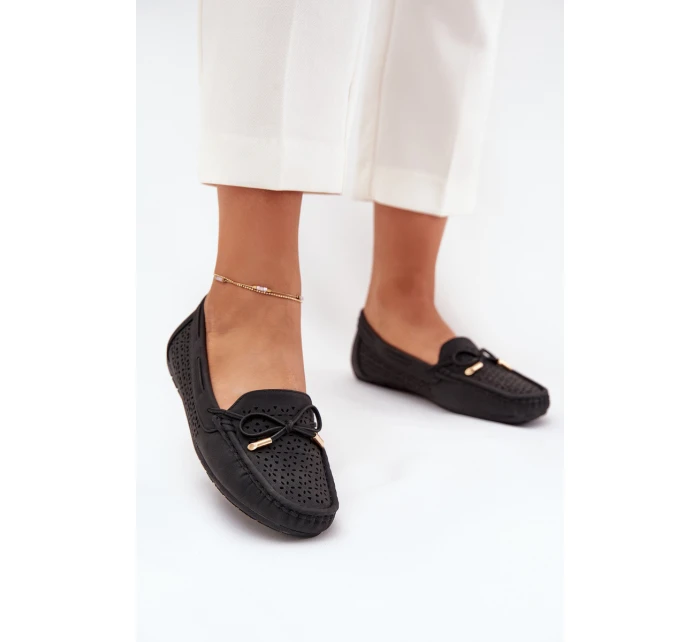 Mokasyny Damskie Z Ażurowym Wzorem I Wiązaniem Czarne Mirisa Mokasyny Damskie Z Ażurowym Wzorem I Wiązaniem Czarne Mirisa