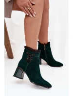 Dámske členkové topánky D&A z prírodného semišu - fľaškovo zelená Dámske členkové topánky D&A z prírodného semišu - fľaškovo zelená