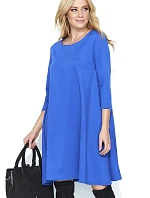 Dámske šaty na denné nosenie vo voľnom strihu stredne dlhé modré - Modrá - Makadamové