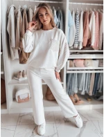 Dámské široké žebrované kalhoty ecru Dstreet model 21985784 - FashionStreet