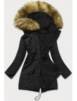 Čierna obojstranná dámska zimná bunda (m-136)