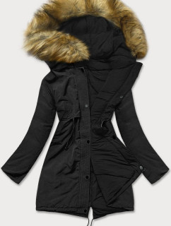 Obojstranná čierna dámska zimná bunda (M-136)