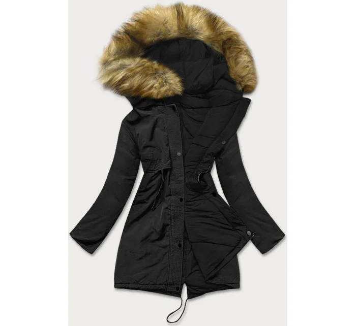 Čierna obojstranná dámska zimná bunda (m-136)
