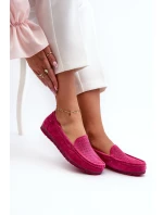 Zamszowe Mokasyny Damskie Fuksja S.Barski LR755