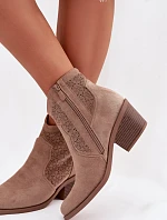 Dámske členkové topánky s perforovaným podpätkom S.Barski HY61-8013 Beige
