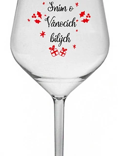 DREAM OF WHITE CHRISTMAS - číry nerozbitný pohár na víno 470 ml