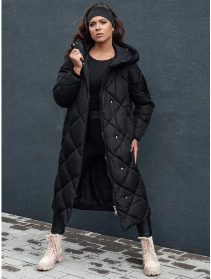 Dámska prešívaná zimná bunda s kapucňou FEMACOAT black FashionStreet TY4593 Dámska prešívaná zimná bunda s kapucňou FEMACOAT black FashionStreet TY4593
