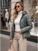 Kurtka damska przejściowa z kapturem zielona model 22350592 - FashionStreet Kurtka damska przejściowa z kapturem zielona model 22350592 - FashionStreet