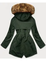 Dámska zimná bunda na kožušine zelená (m21312)