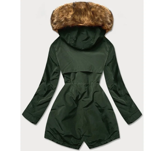 Dámska zimná bunda na kožušine zelená (m21312)