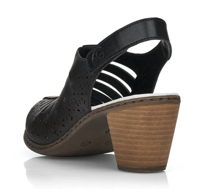 Dámske pohodlné kožené sandále na podpätku Rieker 40959-00