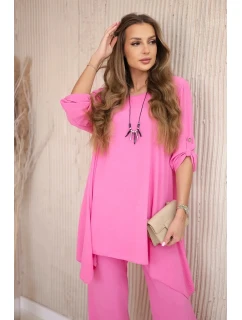 Sada halenky + kalhot s přívěskem světle růžová