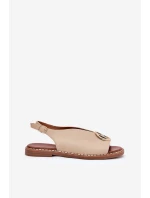Ploché elegantní sandály s ozdobou béžové model 21685763 - Boto Ploché elegantní sandály s ozdobou béžové model 21685763 - Boto